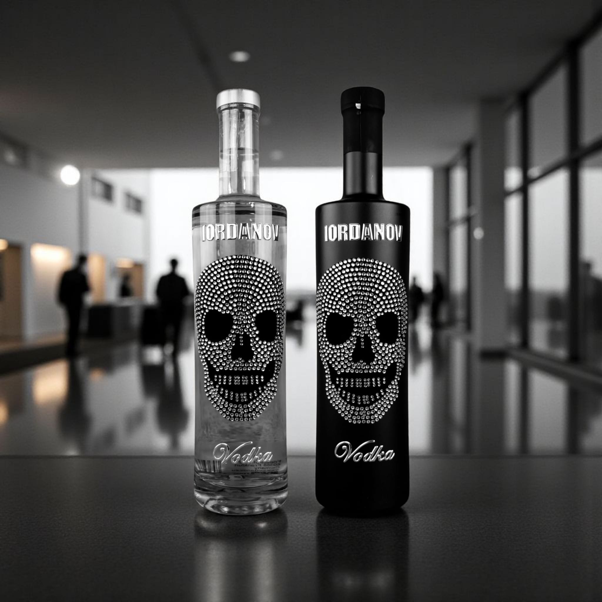 Iordanov Vodka Silber Skull kristall / schwarz matt