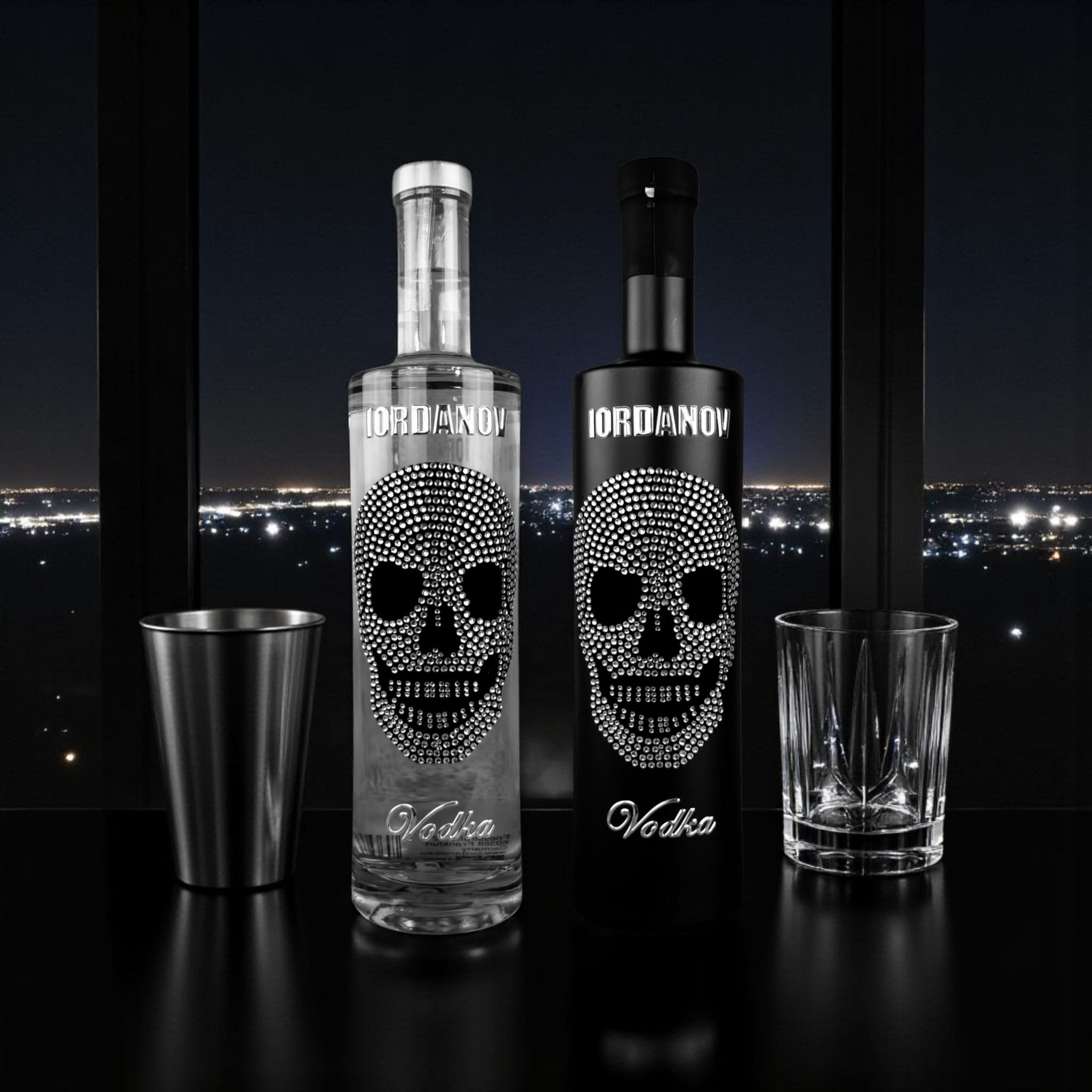 Iordanov Vodka Silber Skull kristall / schwarz matt